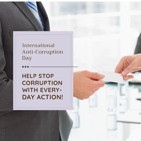 Composition International Corruption Day Text Caucasian Businessman Corruption Day Concept — Stock Photo, Image