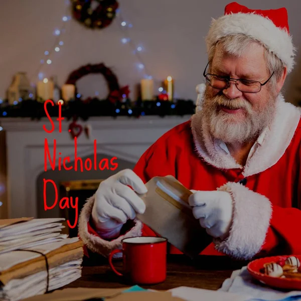 Composición Del Texto Del Día San Nicolás Sobre Santa Claus — Foto de Stock