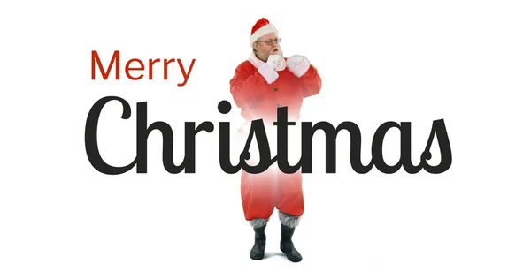 Composición Texto Navideño Alegre Santa Claus Sobre Fondo Blanco Navidad —  Fotos de Stock