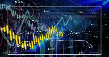 Dünya haritası üzerinde veri işleme animasyonu. küresel iş ve dijital arayüz kavramı dijital olarak oluşturulmuş video.