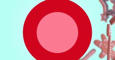 Mutlu bayram mesajları üzerine düşen zencefilli ekmeğin animasyonu. Noel, kutlama ve dijital arayüz kavramı dijital olarak oluşturulmuş video.