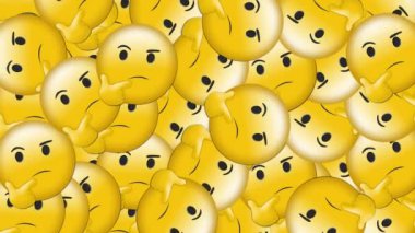 Mavi arkaplanda emoji simgelerinin canlandırılması. Sosyal medya ve dijital arayüz konsepti dijital olarak oluşturulmuş video.