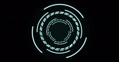 Siyah arkaplan üzerindeki tarama alanının animasyonu. Küresel iş, bilgisayar ve dijital arayüz kavramı dijital olarak oluşturulmuş video.