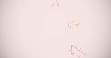 Beyaz arkaplan üzerinde matematiksel denklemlerin animasyonu. Küresel eğitim, bilim ve dijital arayüz kavramı dijital olarak oluşturulmuş video.
