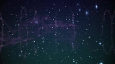 Yılbaşında yağan kar ve şekillerin animasyonu. Noel, kutlama ve dijital arayüz kavramı dijital olarak oluşturulmuş video.