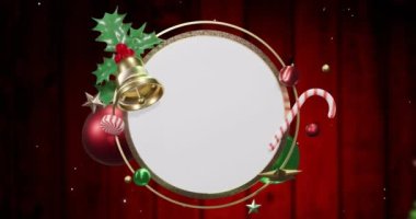 Kırmızı panolardaki beyaz dairesel tabelanın etrafına düşen kar animasyonu. Noel, kış, şenlik, gelenek ve dijital olarak üretilen video konsepti.