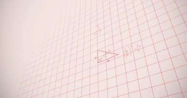 Beyaz arkaplan üzerinde matematiksel denklemlerin animasyonu. Küresel eğitim, bilim ve dijital arayüz kavramı dijital olarak oluşturulmuş video.