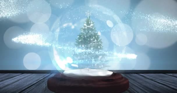 Animazione Globo Neve Sopra Posti Natale Celebrazione Concetto Interfaccia Digitale — Video Stock