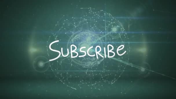Animation Des Abonnementtextes Über Das Netzwerk Der Verbindungen Globales Geschäfts — Stockvideo