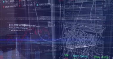 Bir bilgisayar sunucusunun kapatılmasına karşı ikili kodlama ve borsa veri işleme. küresel ekonomi ve iş veri depolama teknolojisi kavramı