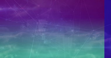 Mavi arkaplana karşı bağlantı ağının ve veri işleme ağının dijital görüntüsü. Küresel ağ ve teknoloji kavramı.