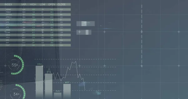Kuva Tilastoista Tietojenkäsittelystä Osakemarkkinoilla Näytöllä Globaali Liiketoiminta Digitaalinen Käyttöliittymä Teknologia — kuvapankkivalokuva