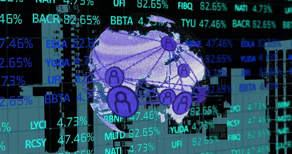 Image Globe Connections Stock Market Black Background Technology Computing Digital — Stock Photo, Image