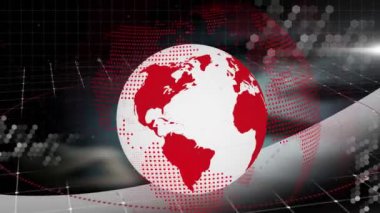 Siyah arka planda dünya ve veri işleme animasyonları. Küresel iş, finans ve dijital arayüz kavramı dijital olarak oluşturulmuş video.