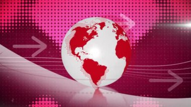 Dünya üzerinde hareket eden okların animasyonu. Küresel iş ve dijital arayüz kavramı dijital olarak oluşturulmuş video.