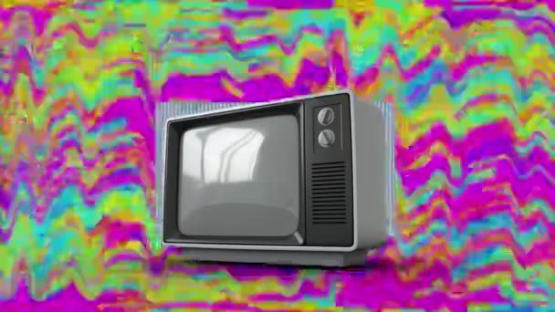 复古电视对干扰的动画 数字视频产生的背景 模式和移动概念 — 图库视频影像