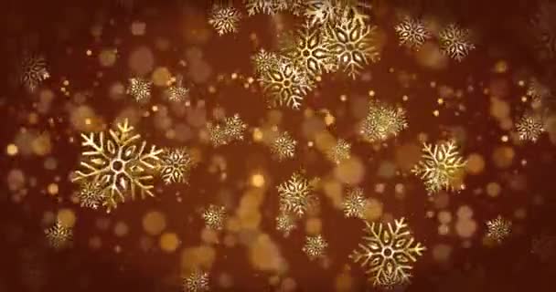 Анимация Падения Снега Светлых Пятен Коричневом Фоне Рождество Традиции Концепция — стоковое видео