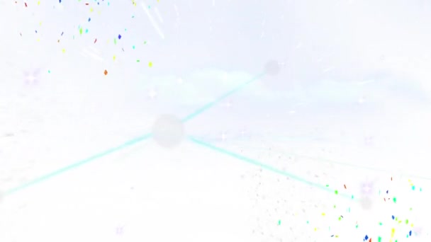 Animatie Van Confetti Lichte Paden Witte Achtergrond Licht Patroon Bewegingsconcept — Stockvideo