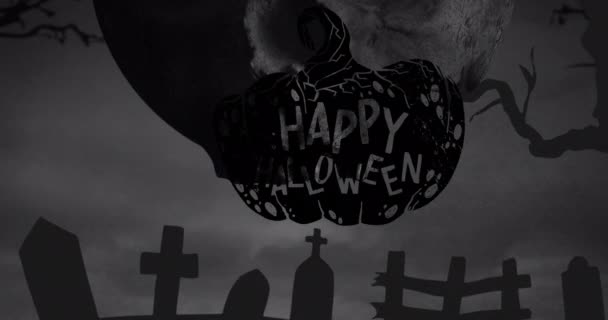 Animation Fröhlicher Halloween Texte Über Kürbis Und Friedhof Halloween Und — Stockvideo