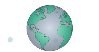 Beyaz arka planda yeşil renkli küre görüntüsü. Küre, dünya, iletişim ve ağ kavramı.