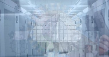 İş adamları üzerinden finansal veri işleme görüntüsü. Küresel finans ve sağlık konsepti.