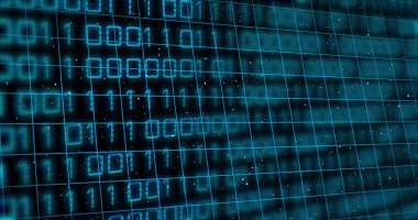 Karanlık arka planda veri işleme resmi. Küresel bağlantılar, veri işleme ve dijital arayüz konsepti dijital olarak oluşturulmuş resim.