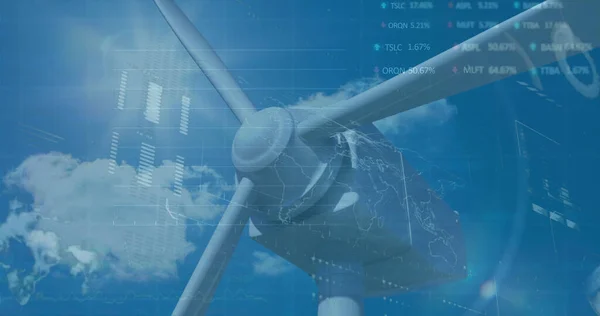 Image Financial Data Processing Wind Turbine Global Technology Finances Digital — Stock Photo, Image