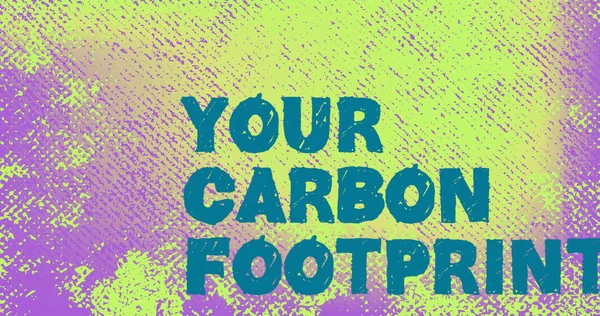 カラフルな背景にカーボンフットプリントのイメージ 持続可能性 生態系 再生可能エネルギー 地球温暖化と気候変動への意識 — ストック写真