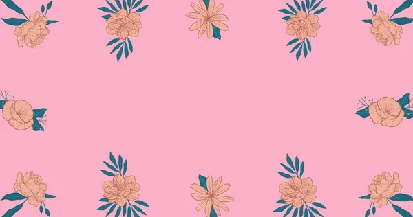 ピンクの背景に花枠のイメージ 花と植物 脆弱性と装飾の概念 — ストック写真