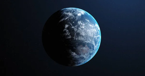 Image of Earth seen from space, the globe spinning on seamless loop satellite view on dark background. Global space exploration space travel concept digitally generated image. 4k