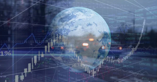 Financial Stock Market Data Processing Globe City Traffic Global Finance — Stok fotoğraf