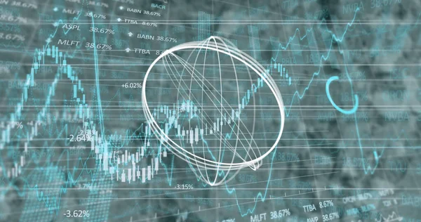 Abstracte Circulaire Vorm Financiële Beursgegevensverwerking Tegen Leeg Kantoor Mondiaal Financieel — Stockfoto