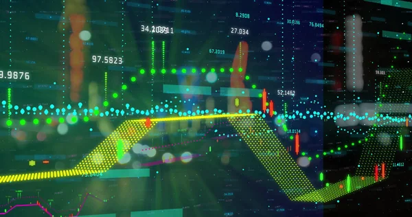 Sammansatt Bild Ekonomisk Databehandling Mot Nattstadstrafik Globalt Finans Och Teknikkoncept — Stockfoto