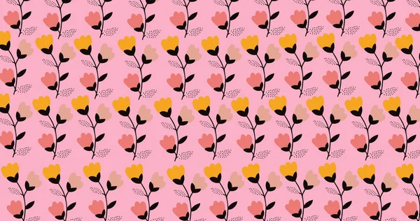 ピンクの背景に黄色とピンクの花のイメージ 脆弱性と装飾の概念 — ストック写真