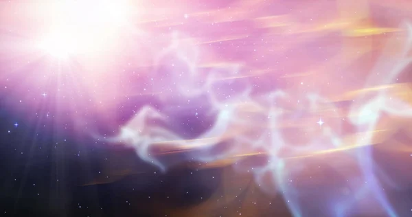 Зображення Сяючих Зірок Помаранчевих Рожевих Фіолетових Світлових Стежках Всесвіті Космічна — стокове фото