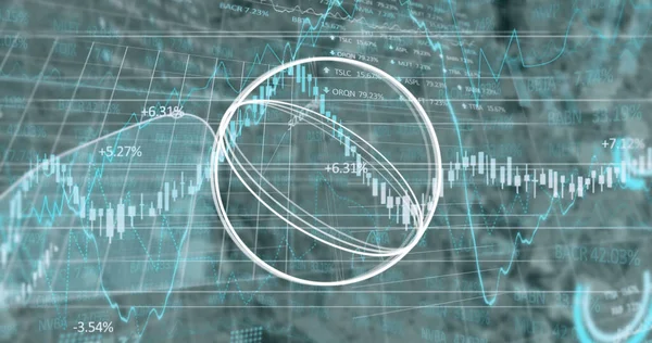Forma Circular Abstrata Sobre Processamento Dados Financeiros Mercado Ações Contra — Fotografia de Stock
