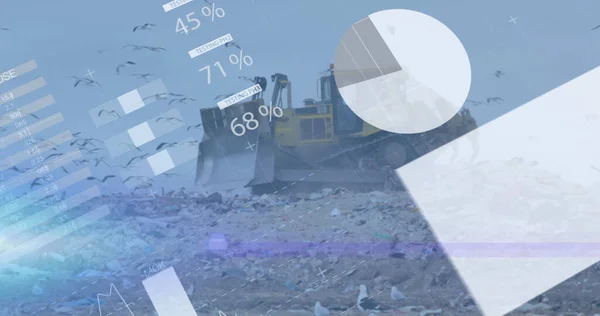 Bild Von Grafik Und Daten Über Planierraupe Auf Mülldeponie Abfall — Stockfoto