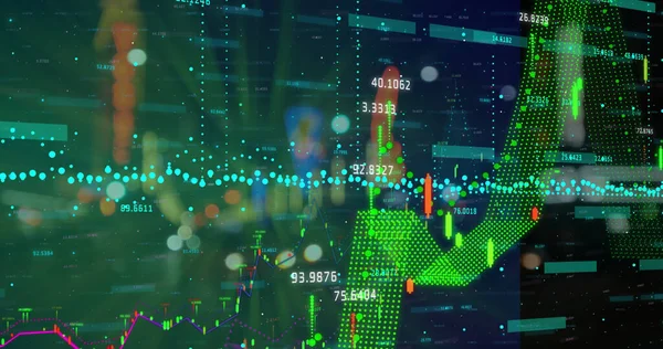 Sammansatt Bild Ekonomisk Databehandling Mot Nattstadstrafik Globalt Finans Och Teknikkoncept — Stockfoto