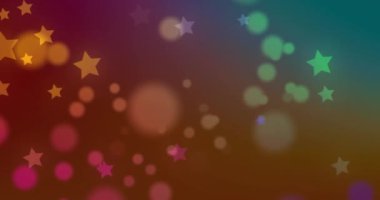 Mor arkaplandaki ışık noktaları ve yıldızların animasyonu. Işık, şablon ve hareket konsepti dijital olarak oluşturulmuş video.