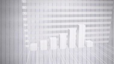 Gri arka planda finansal veri işleme animasyonu. Küresel iş, bilgisayar ve dijital arayüz kavramı dijital olarak oluşturulmuş video.