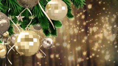 Noelde takılanlardan sonra beneklerin canlandırılması. Noel, kutlama ve dijital arayüz kavramı dijital olarak oluşturulmuş video.