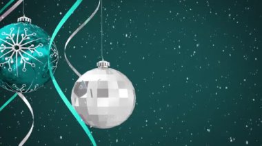 Mücevherler üzerine Mutlu Noeller mesajı animasyonu. Noel, kutlama ve dijital arayüz kavramı dijital olarak oluşturulmuş video.