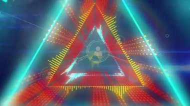 Siyah arkaplandaki simgelerle bağlantı ağı üzerinden şekillerin canlandırılması. Dijital olarak oluşturulmuş küresel bağlantılar, bilgisayar ve dijital arayüz kavramı.