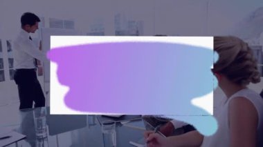 Muazzam bir satış ve çeşitli iş adamları üzerindeki ikonaların canlandırılması. İş, satış, ticaret, dijital arayüz ve teknoloji konsepti dijital olarak oluşturulmuş video.