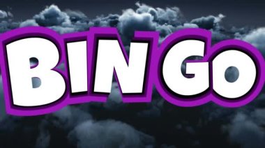 Bulutlu tombala metninin animasyonu. Soyut arkaplan, şablon ve hareket kavramı dijital olarak oluşturuldu.