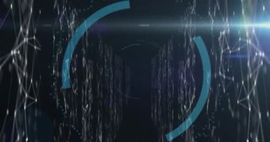 Dijital uzayda dijital asma kilidin bağlantılarla ve ışıkla çevrelenmiş halinin animasyonu. Ağ, veri güvenliği, dijital güvenlik ve teknoloji konsepti dijital olarak oluşturulmuş video.