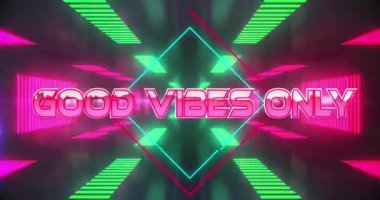 Sadece dijital ortamda neon ışıkları ve şekillerle iyi titreşimlerin animasyonu. Video oyunları, iletişim, dijital alan ve teknoloji konsepti dijital olarak oluşturuldu.