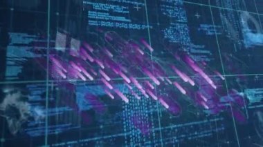 Dünya haritası üzerinde veri işleme animasyonu. küresel iş ve dijital arayüz kavramı dijital olarak oluşturulmuş video.