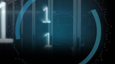 Dijital asma kilit animasyonu ve sunucular üzerinde daireler çizen wi-fi. Ağ, veri güvenliği ve dijital güvenlik konsepti dijital olarak oluşturulmuş video.