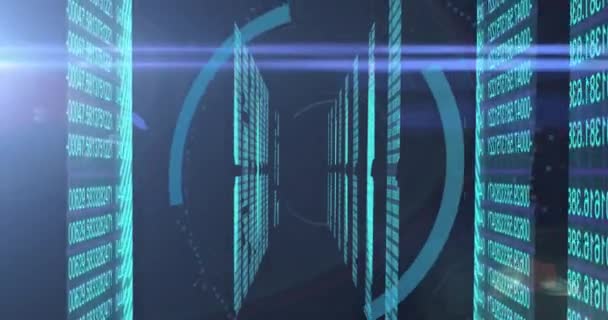 Анимация Цифровой Замок Над Северами Концепция Сети Защиты Данных Цифровой — стоковое видео